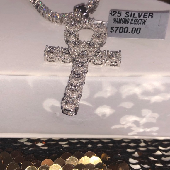 Real diamond cross ankh pendant, symbol of life, not CZ not moissanite Gift Sale - Picture 6 of 8